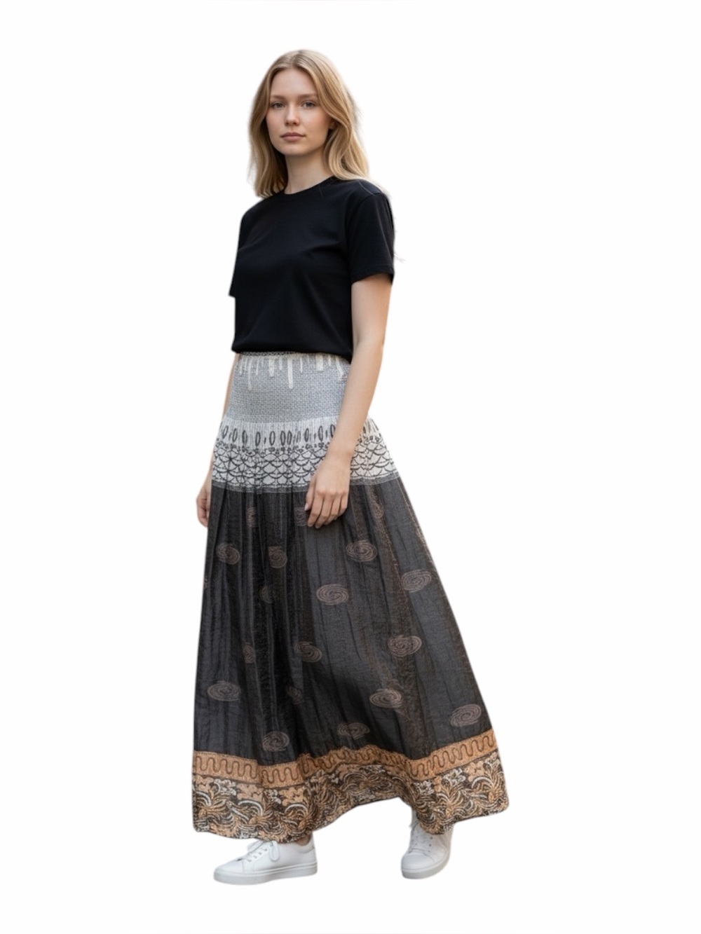Anthropologie Lapis Glam Gold & Black Convertible Tube Dress / Maxi Skirt